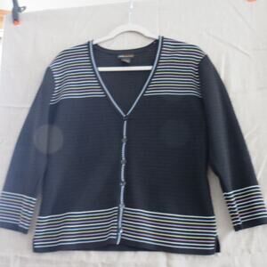 Grace Dane Lewis Striped Cardigan Sweater Size L